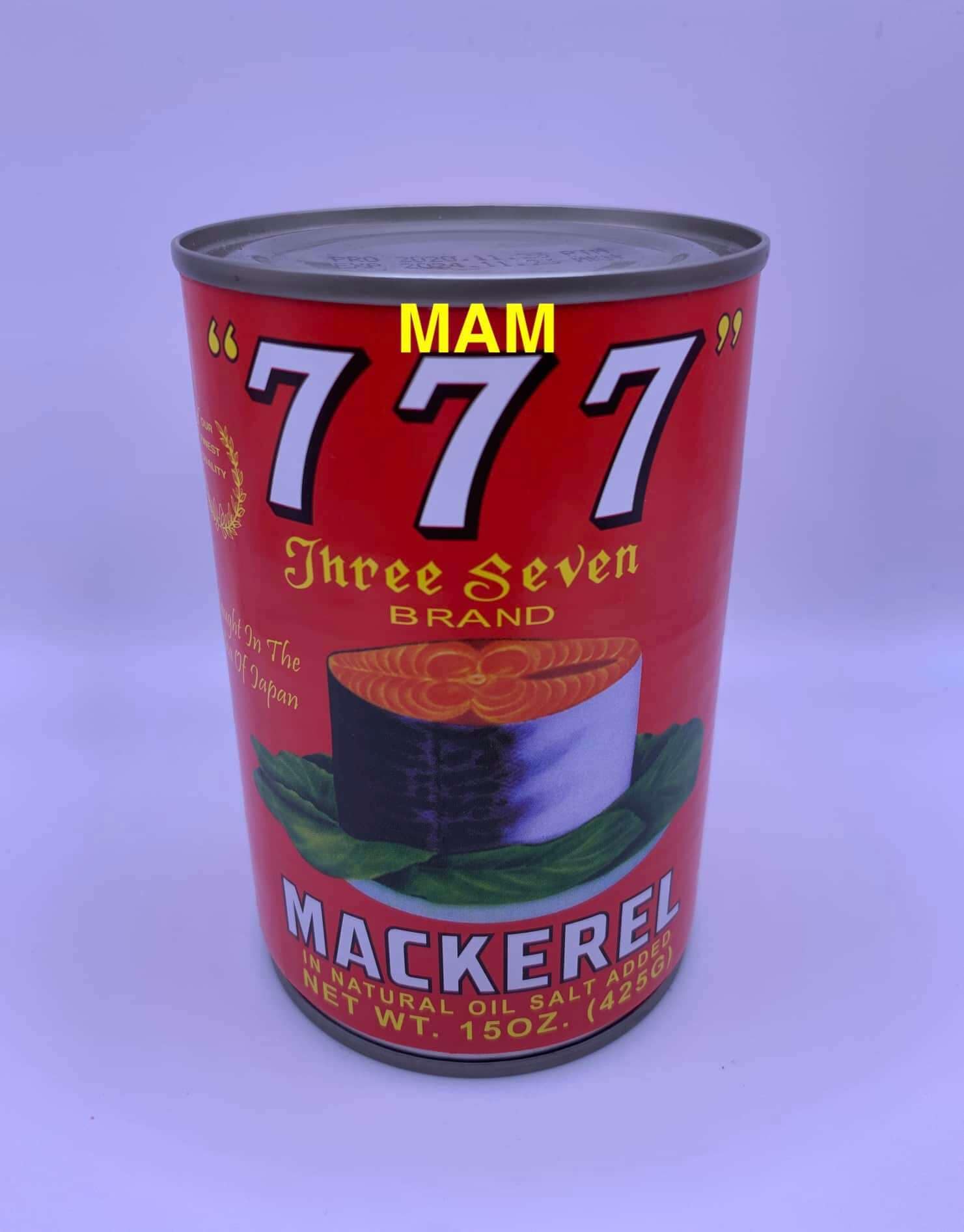 Mackerel in Natural Oil Salt Added 777 THREE SEVEN BRAND Myanmar